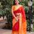 Red printed jute saree with blouse