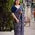 Blue printed georgette saree with blouse