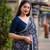 Blue printed georgette saree with blouse