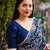 Blue printed georgette saree with blouse