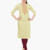 Yellow Embroidered Slub Cotton Kurta