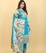 Sky blue Banarasi Silk Zari Woven Salwar Suit