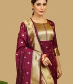 Maroon Color Banarasi Silk Zari Woven Salwar Suit