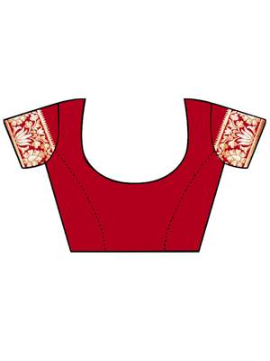 Leeza Store Women'S Red Silk Blend Jacquard Woven Golden Zari Traditional Bandhani Saree With Blouse Pieces 5