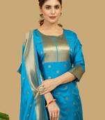 Sky blue Color Banarasi Silk Zari Woven Salwar Suit