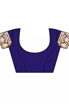 Leeza Store Women'S Navy Blue Silk Blend Jacquard Woven Golden Zari Traditional Bandhani Saree With Blouse Pieces