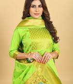 Skyblue Color Soft Banarasi Silk Golden Zari Weaving Dress Material