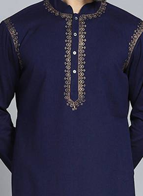 Green embroidered art silk kurta-pajama 2