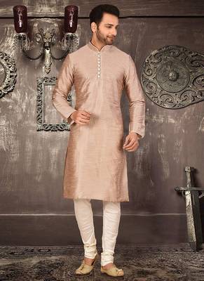 Bronze plain art silk men-kurtas 1