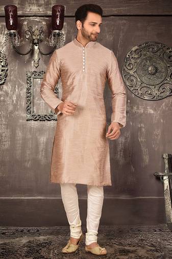 Bronze plain art silk men-kurtas