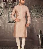 Bronze plain art silk men-kurtas