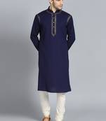Green embroidered art silk kurta-pajama