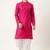 Pink printed art silk dhoti-kurta