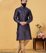 Blue brasso art silk kurta-pajama