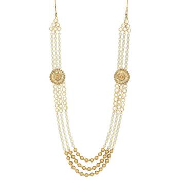 Traditional Dulha Moti Mala with Stone Kundan Maharaja Haar/Groom Necklace For Men  2