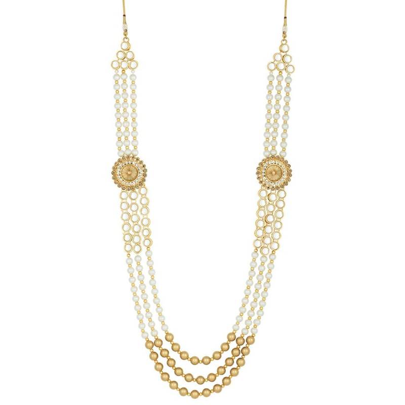 Traditional Dulha Moti Mala with Stone Kundan Maharaja Haar/Groom Necklace For Men 