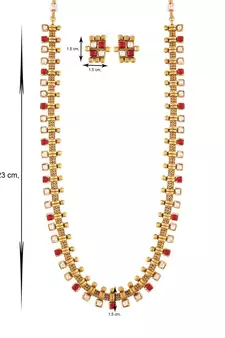 Traditional South Indian Stylish Multicolour Stone Work Long Necklace With Earrings For Women & Girls 