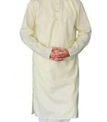 Om Shubh Mangalam Mustard Yellow Cotton Plain Kurta White Pajama