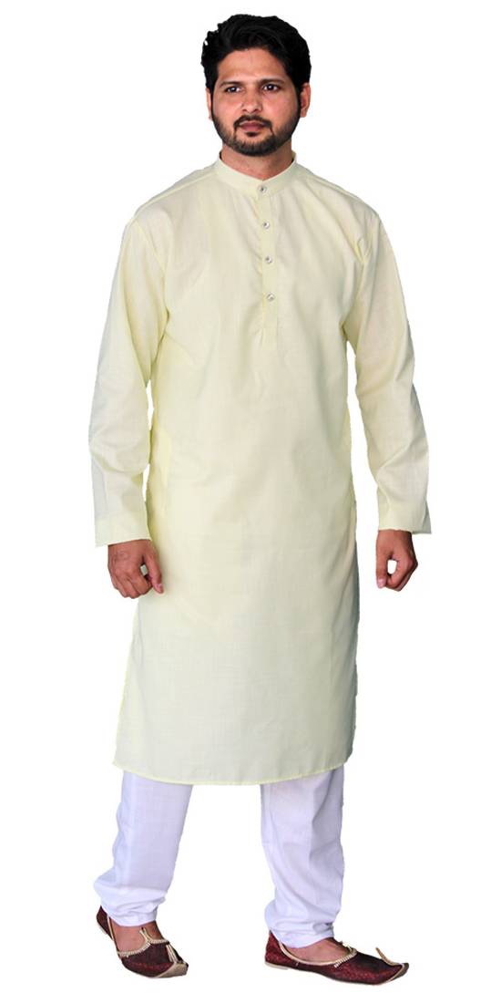 Om Shubh Mangalam Mustard Yellow Cotton Plain Kurta White Pajama