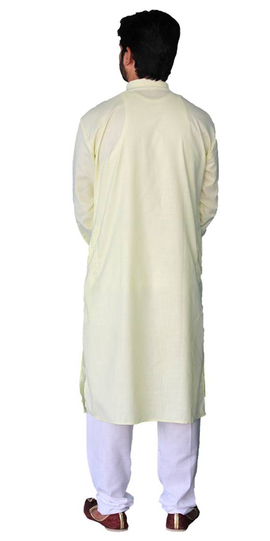 Om Shubh Mangalam Mustard Yellow Cotton Plain Kurta White Pajama