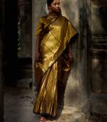 Gold Handloom Tissue Saree Without Blouse