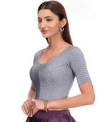 Amba Zari Stripes Zig Zag Stretchable Lycra Blouse By Advi