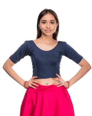 Amba Zari Stripes Zig Zag Stretchable Lycra Blouse By Advi 1