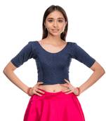 Amba Zari Stripes Zig Zag Stretchable Lycra Blouse By Advi