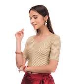 Amba Zari Stripes Zig Zag Stretchable Lycra Blouse By Advi