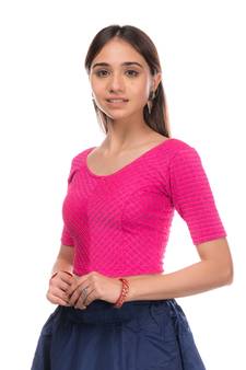 Amba Zari Stripes Zig Zag Stretchable Lycra Blouse By Advi