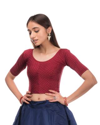 Amba Zari Stripes Zig Zag Stretchable Lycra Blouse By Advi 1