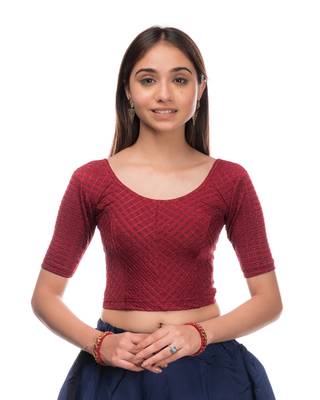 Amba Zari Stripes Zig Zag Stretchable Lycra Blouse By Advi 2