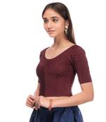 Amba Zari Stripes Zig Zag Stretchable Lycra Blouse By Advi