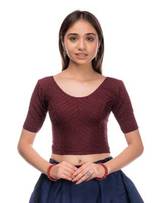 Amba Zari Stripes Zig Zag Stretchable Lycra Blouse By Advi 3