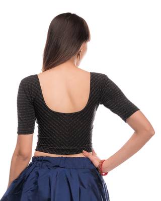 Amba Zari Stripes Zig Zag Stretchable Lycra Blouse By Advi 2
