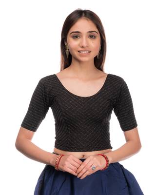 Amba Zari Stripes Zig Zag Stretchable Lycra Blouse By Advi 1