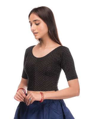 Amba Zari Stripes Zig Zag Stretchable Lycra Blouse By Advi 3