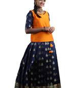 Shivangi Navy Blue Bhutta Paithani Pattu Pavadai For Girls !!!