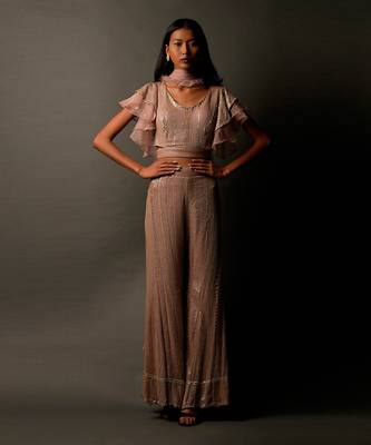 Full Sequins Embellished Onion Pink Coord Set 1