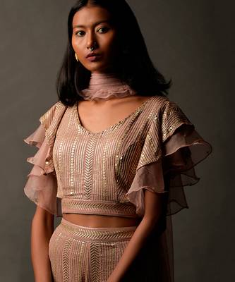 Full Sequins Embellished Onion Pink Coord Set 2