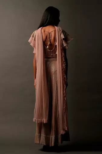 Full Sequins Embellished Onion Pink Coord Set