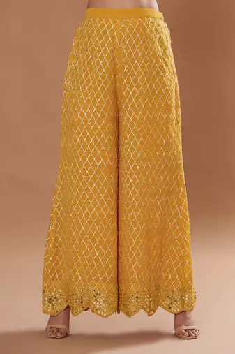 Yellow Zari Work Plus Size Kurti Suit