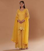 Yellow Zari Work Plus Size Kurti Suit