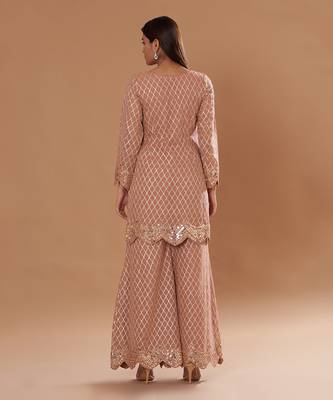 Peach Suit With Sharara And Dupatta 2
