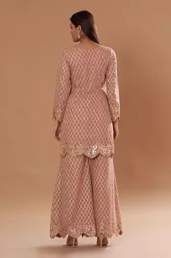 Peach Suit With Sharara And Dupatta