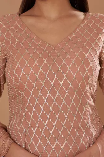 Peach Suit With Sharara And Dupatta
