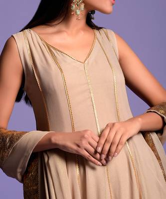 Mouse Grey Short Anarkali With Sharara Suit 7