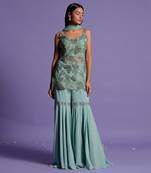 Sea Green Embroidered Kurta With Garara & Dupatta