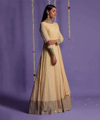 Ivory Full Length Sequin Embroidered Anarkali Set 3