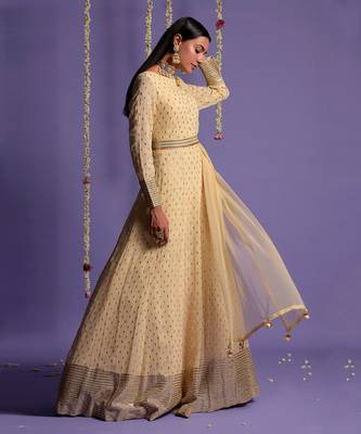 Ivory Full Length Sequin Embroidered Anarkali Set 5